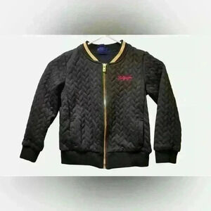 Tommy Hilfiger Girls Cable Knit Bomber Jacket  in Black embroidered logo size 5